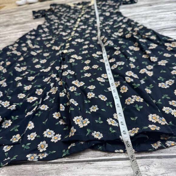 Vinita Women's Floral Button Front Dress VTG Vintage M Med Medium Blue Collared - Picture 12 of 15
